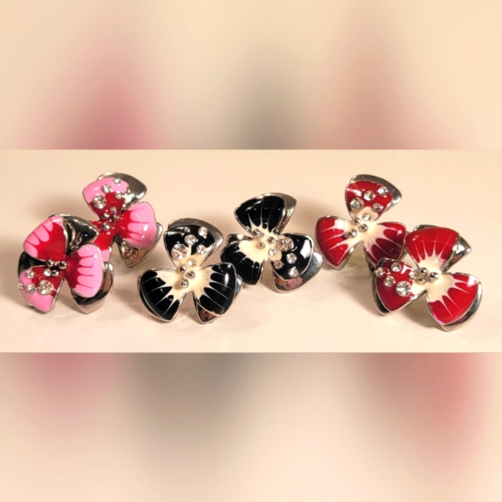 Floral Enamel Earrings Set